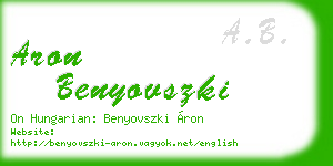 aron benyovszki business card